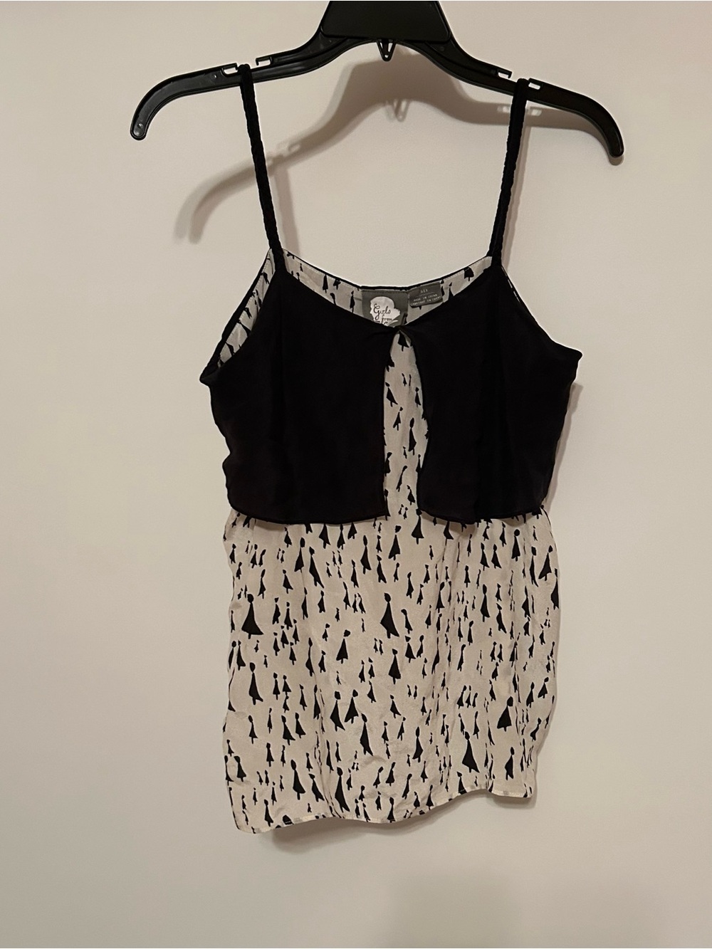 Layered Black Overlay Printed Cream Cami by Unknown Brand